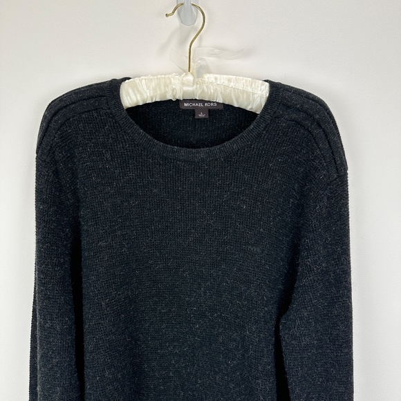 Michael Kors Mens Sweater Wool Blend Crewneck Pullover Large Long Sleeve Black - Picture 2 of 7